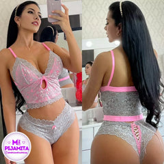 LENCERIA JAZMIN GRIS / ROSA